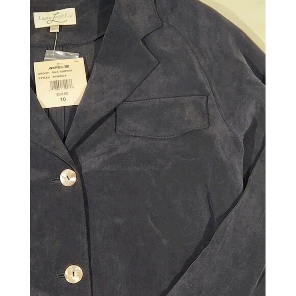 Laura Leigh NEW Women's 100% Silk Black Jacket Blazer Size 10 - Picture 3 of 13